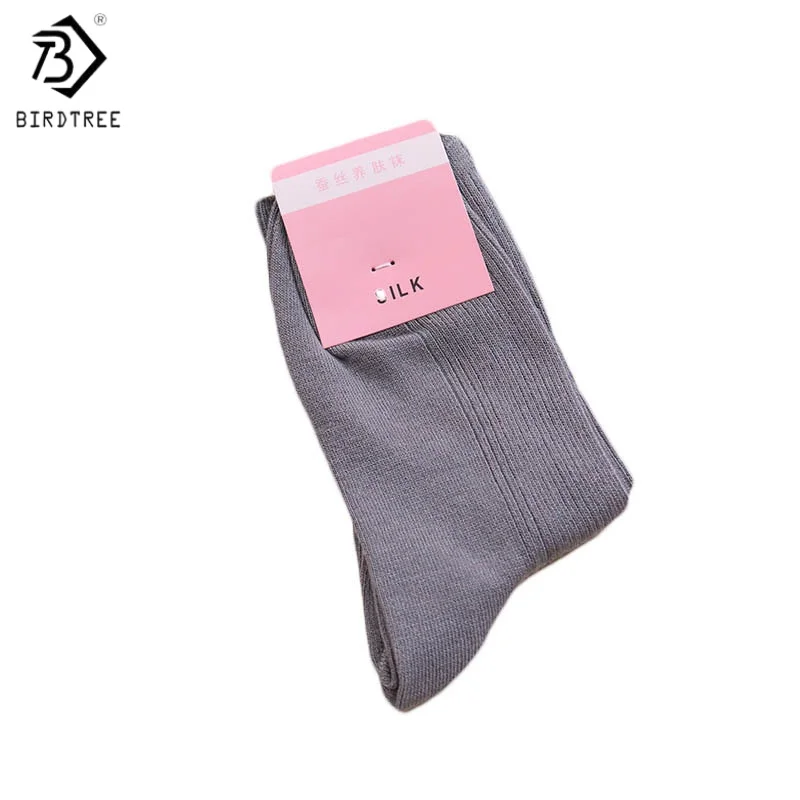 

Носки Birdtree, 3 шт., из смесового хлопка и шелка, базовые, женские, повседневные, однотонные, мягкие, теплые, дышащие, для осени и зимы, A61402JF