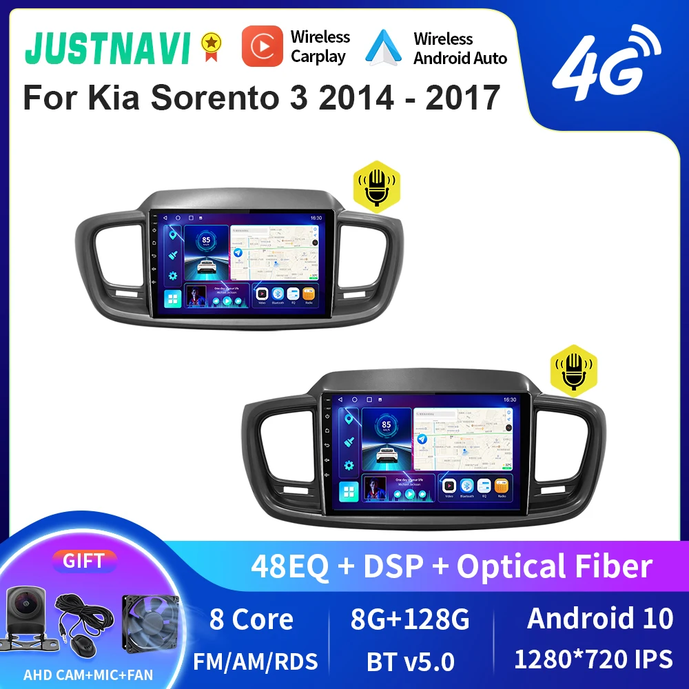 

JUSTNAVI QT10 беспроводной CarPlay Android авто радио для Kia Sorento 3 2014 - 2017 стерео автомобильный мультимедийный видеоплеер GPS DVD