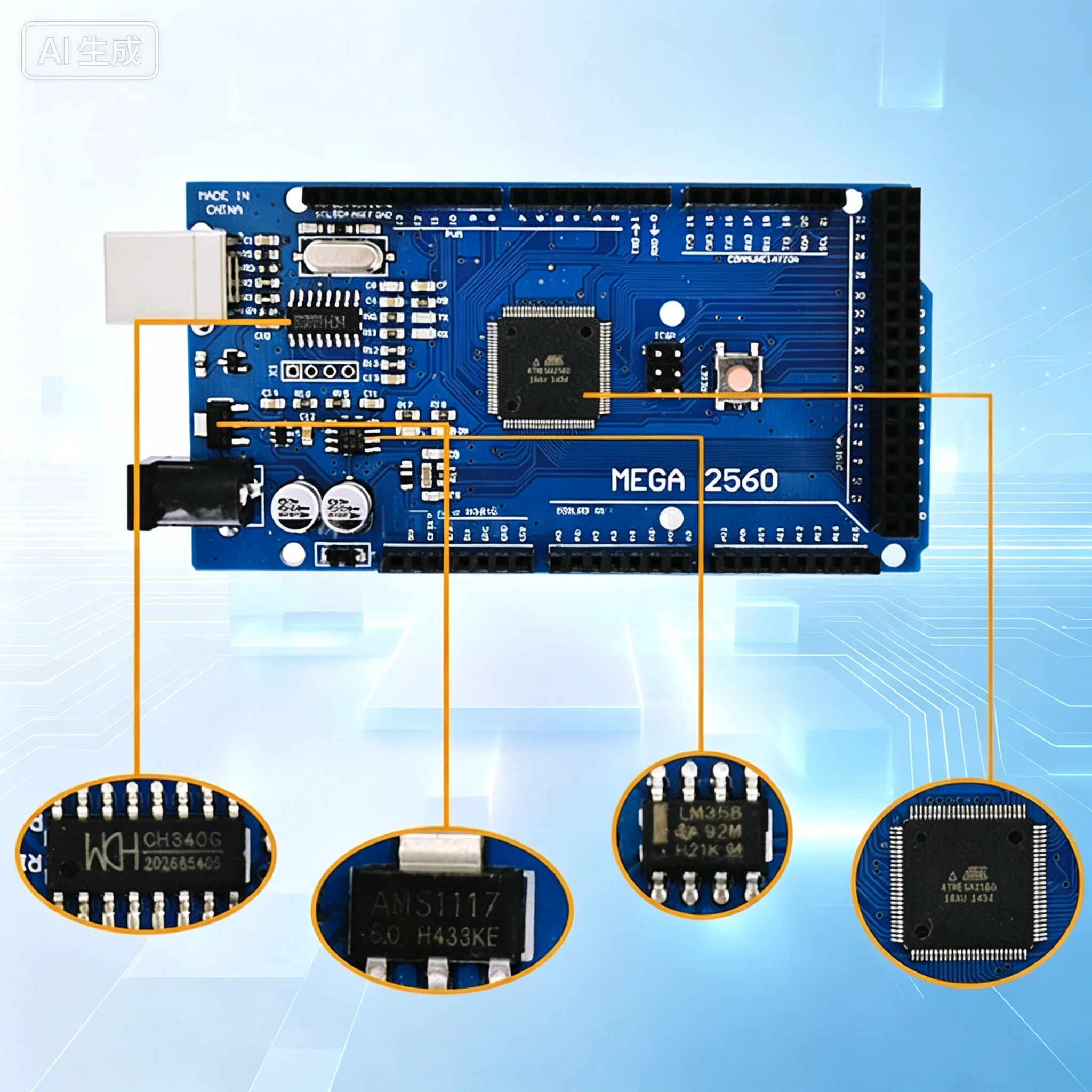 for MEGA2560 R3 Improved Version CH340G Open Source Mainboard with USB Cable