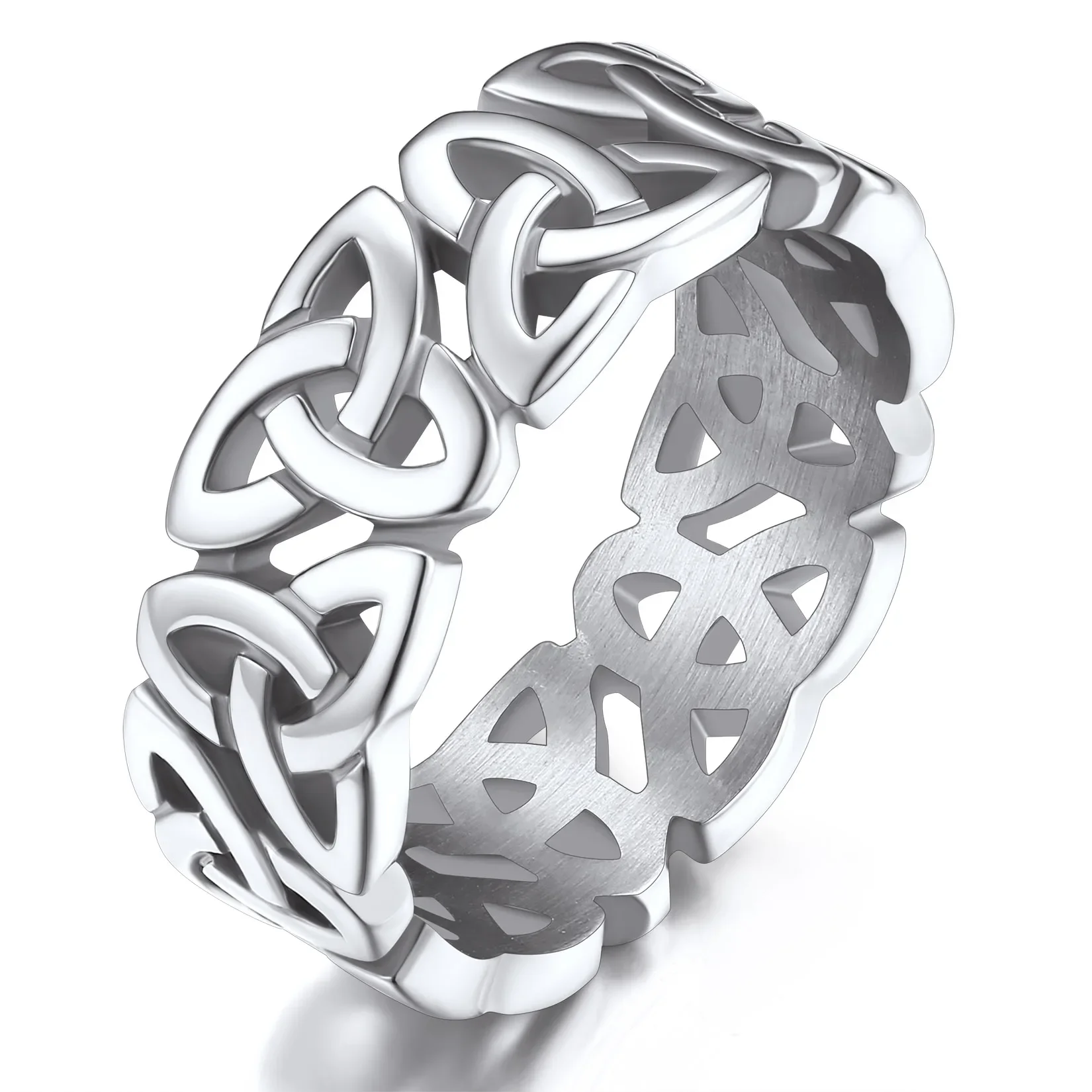 

ChainsPro Stainless Steel Hollow Out Pattern Irish Celtic Knot Rings for Man Woman Daily Unisex Couple Daily Jewellery