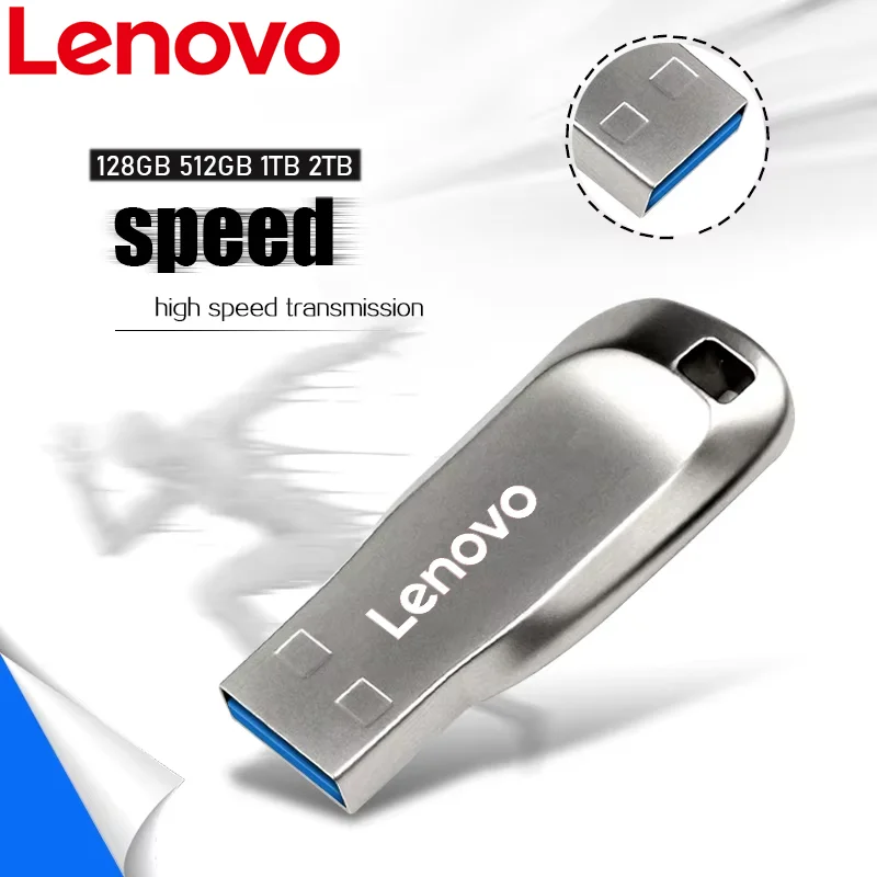 

Оригинальный Lenovo 2TB USB Flash 3.0 Drive Metal Real Capacity 1TB Memory Stick Высокоскоростной флэш-диск 512 ГБ U-диск для ПК