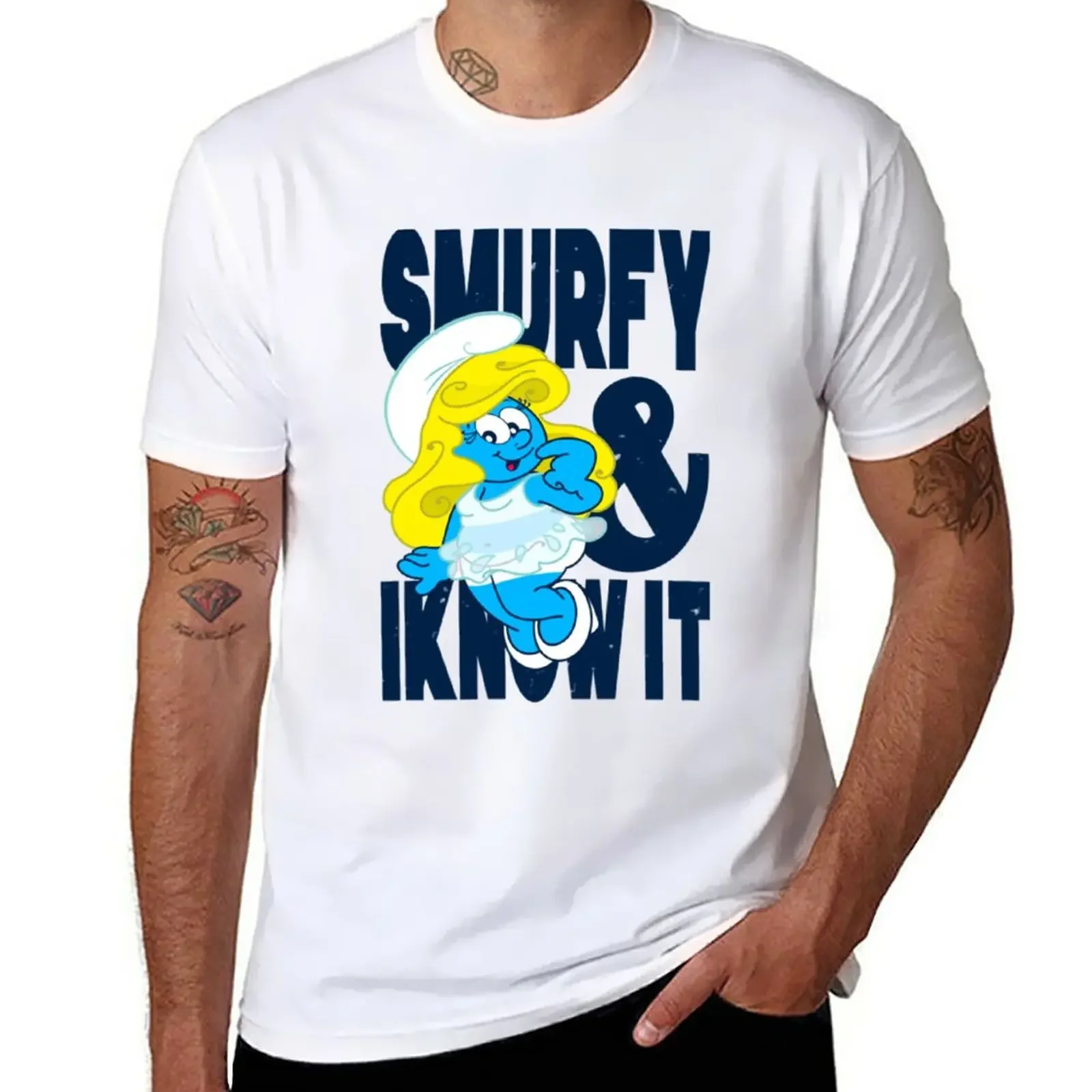 

Smurfy and I Know It T-Shirt customizeds kawaii clothes heavyweights summer top plain black t shirts men