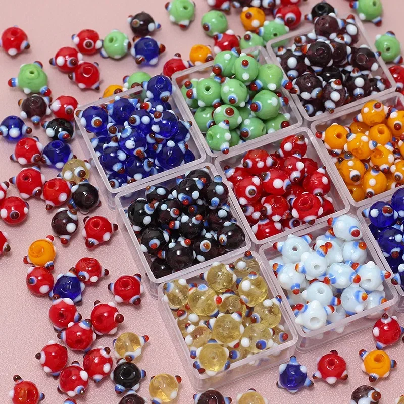 10Pcs Acrylic Murano Lampwork Beads For Bracelet Jewelry Making Needlework Craft DIY Accessories Plastic Round Loose Spacer Bead