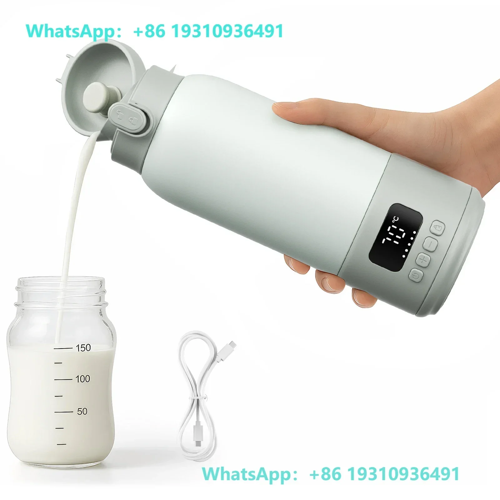 Portable Digital Display Baby Bottle Warmer USB Car Travel Nursing Milk Heater Outdoor Universal Temperature Control Accessorie