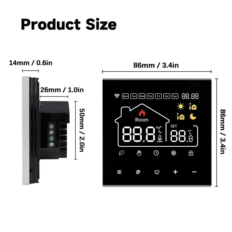 2024 New Tuya WiFi Smart Thermostat Electric Heating Water Gas Boiler Temperature Controller Work With Alexa, Google Home, Alice