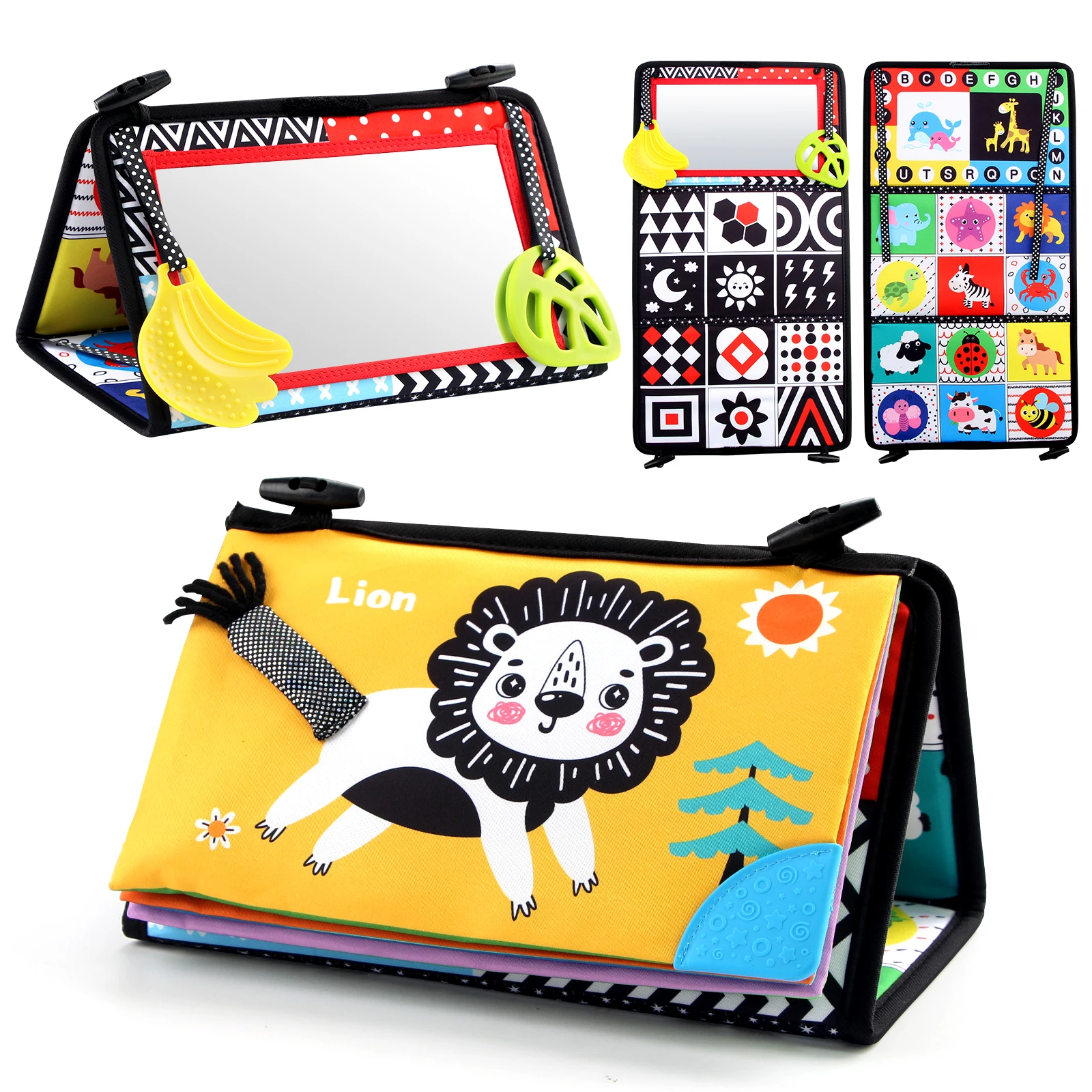 Miroir de sol pour bébé noir et blanc, jouets sensoriels pour le temps du ventre, jouets pour bébé de 6 à 24 mois, jouets Montessori, développement rampant