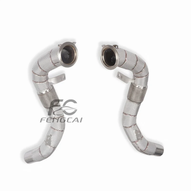 High Flow Stainless Steel Direct Exhaust Downpipe for BMW F85 X5M X6M 4.4T with Heat Shield Auto Parts Modification Upgrade