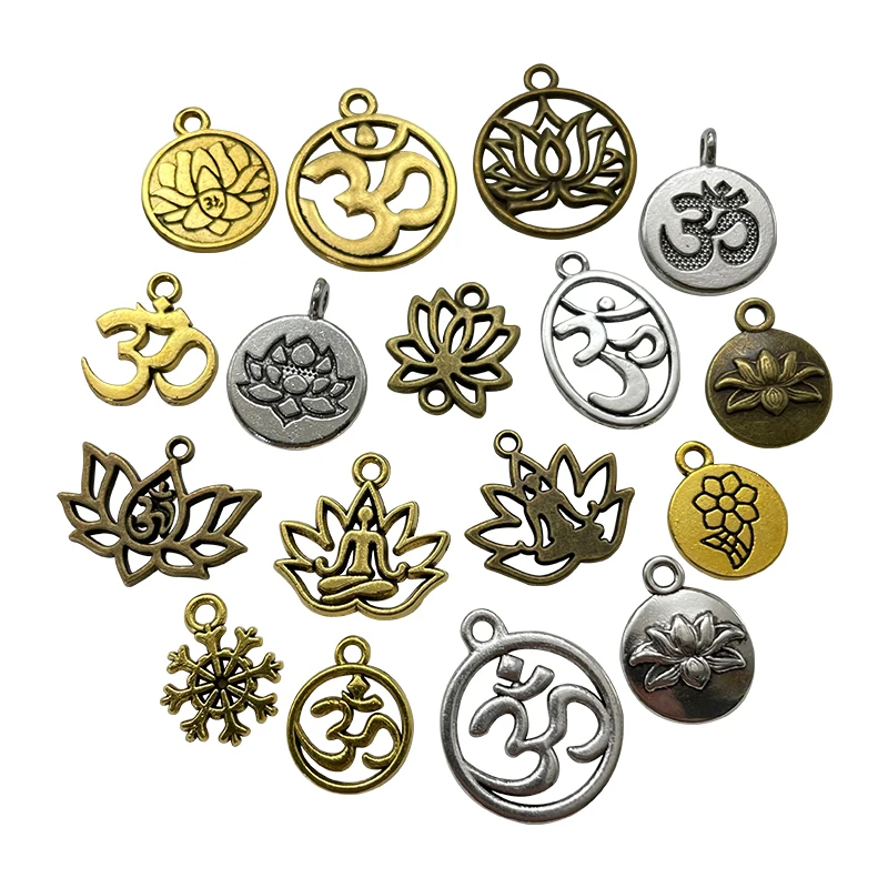 3 Colors Fashion Snowflake Yoga Lotus Flower The Buddha Hollow Pendant For Earrings And Bracelets Silver Gold Bronze Accessories