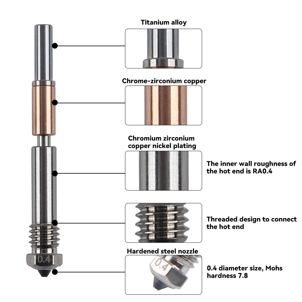 New Hotend Integrated Nozzle For Bambu Lab P1P X1C P1S X1 X1E V4.0 Upgrade 3D Printing Parts for bambulab 4.0 Upgrade Hotend