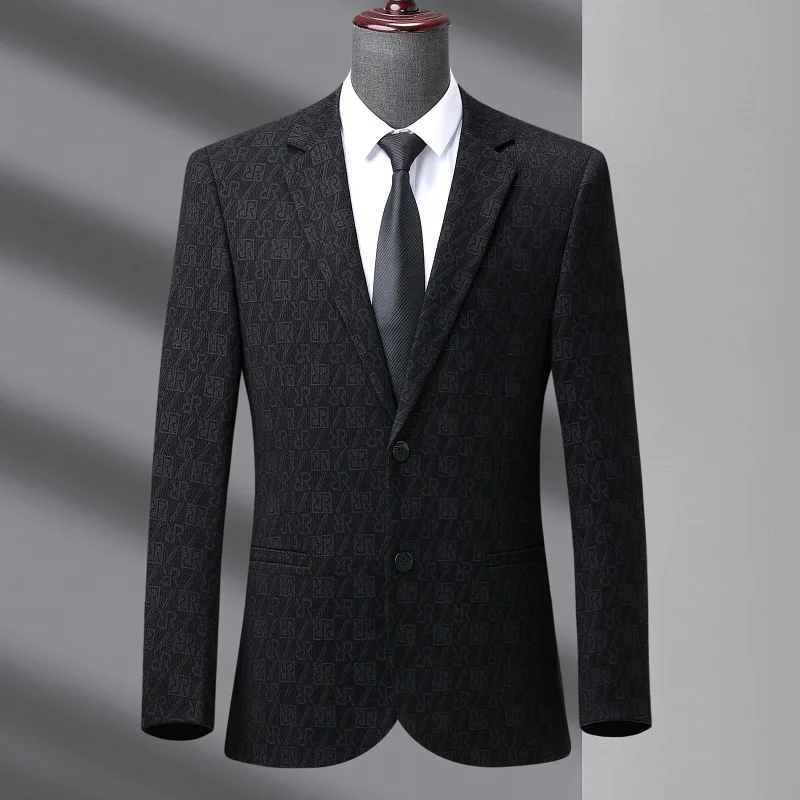 

1-G11 Bird High-end Jacquard Wool Blazer Men's Autumn and Winter Fashion Casual Handsome Business Single-piece Top