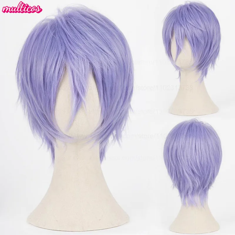 Farben Kurze Gerade Cosplay Perücke Layered Shaggy Flauschig Rot Rosa Braun Grün Blau Hitzebeständige Kunsthaar Party Anime Perücken – Detail 24