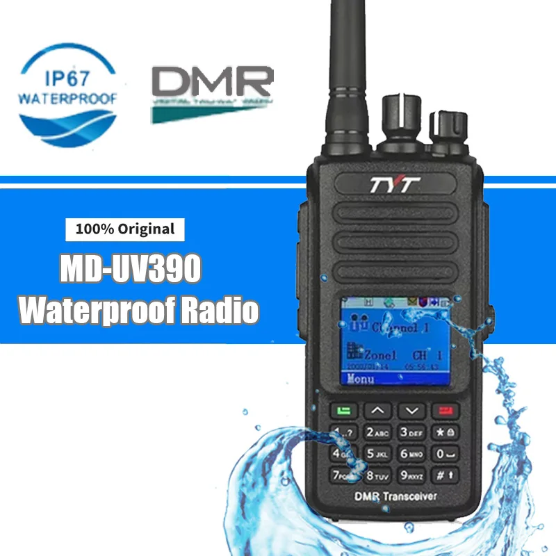 

TYT MD-UV390 DMR Radio Station 5W Digital Walkie Talkie IP67 Waterproof MD-390 walki talki 136-174MHz & 400-480MHz Radio