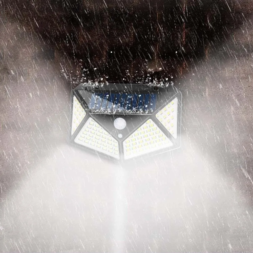 IP65 Wasserdichtes Bewegungsmelder-Licht, PIR-Bewegungssensor, 100 LED-Perlen, Solar-Straßenlaternen, tragbar, 270-Grad-Solarlampe, Flur