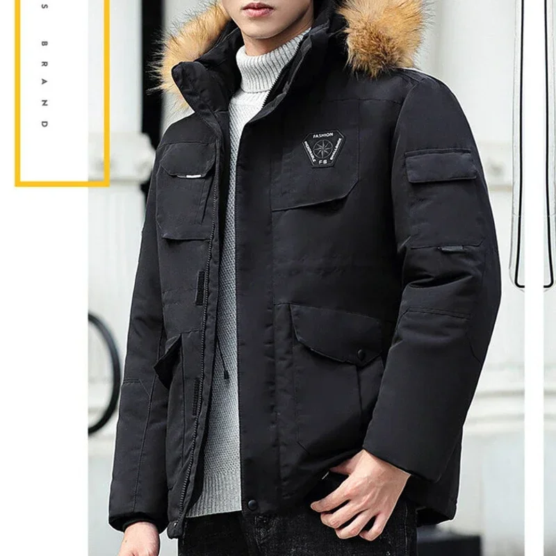 Men's Down Jacket Fur Hooded Casual Thick Warm 2024 Winter Men Winter White Duck Down Jackets Windproof Outerwear Male Coats 3XL