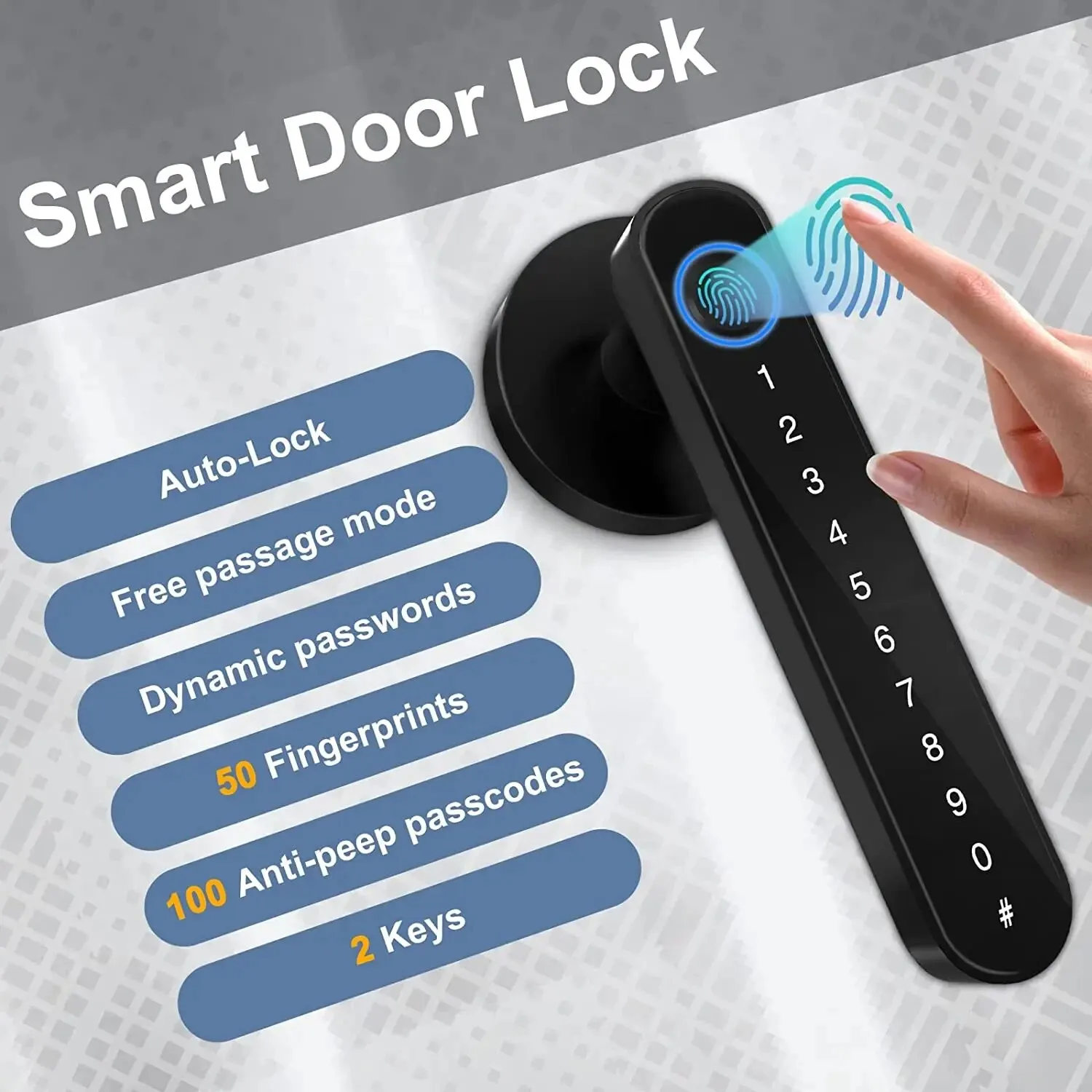 Tuya Biometric Fingerprint Smart Door Lock Password Electronic Digital Lock APP Unlocking Door Knobs Lock for Bedroom Home