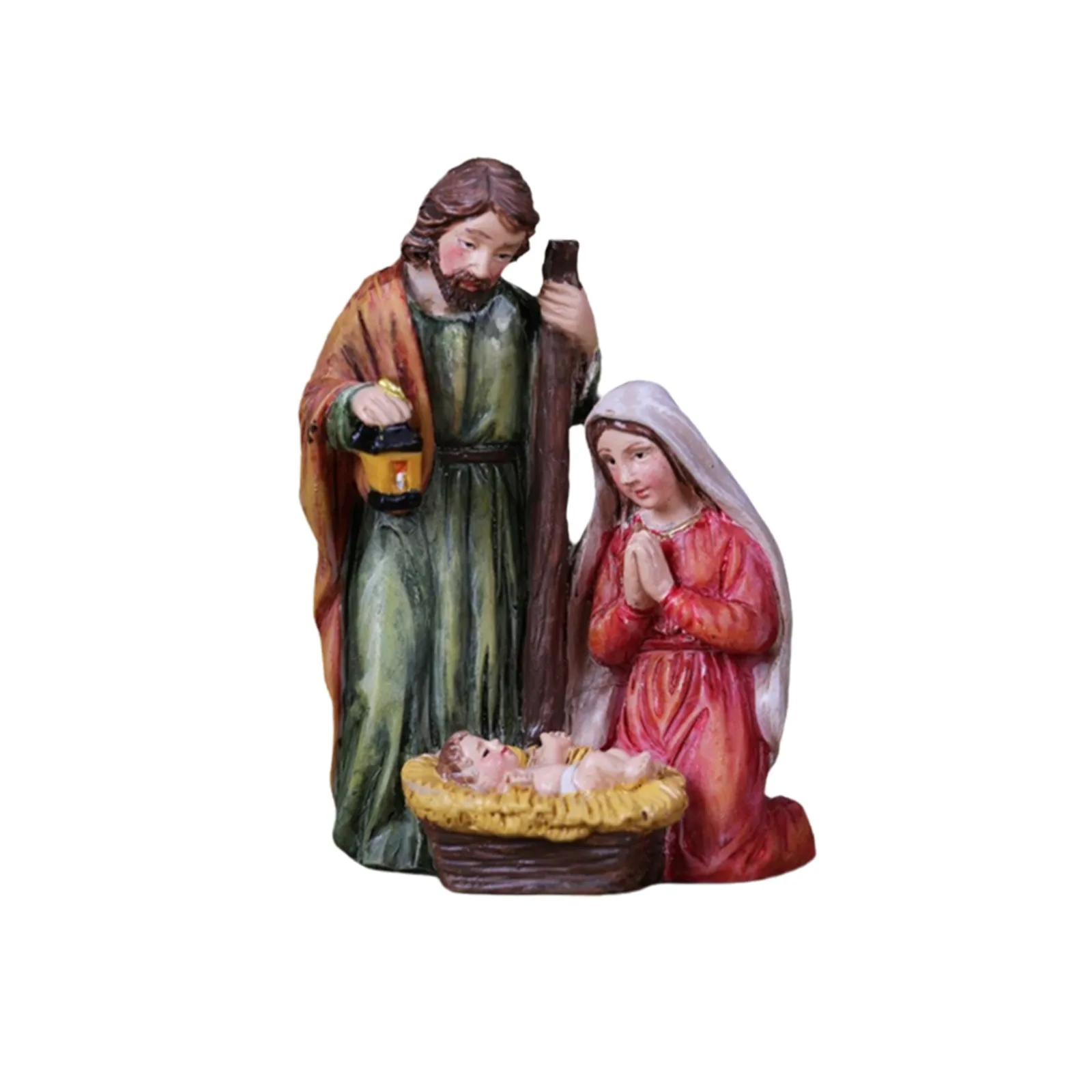Christmas Nativity Set, Holy Family Statue Catholic, Handcrafted Collectible Jesus Figurines for Tabletop and Desk Display Gift
