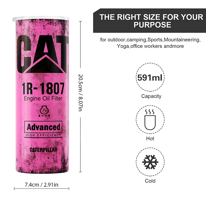 

20Oz Engine Oil Filter Double Insulated Traveling Cup With Lid And Straw Hot Cold Drink Coffee Cup