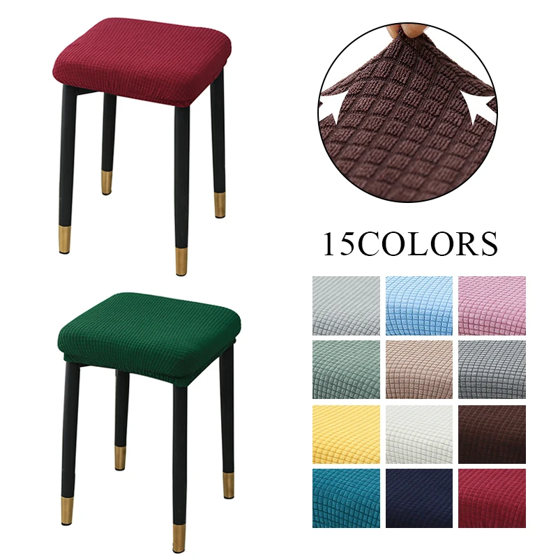 1PC Stool Cover Chair Cover Dressing Stool Cover Elastic Chair Protector Slipcover Removable Dust Covers Square Seat Covers