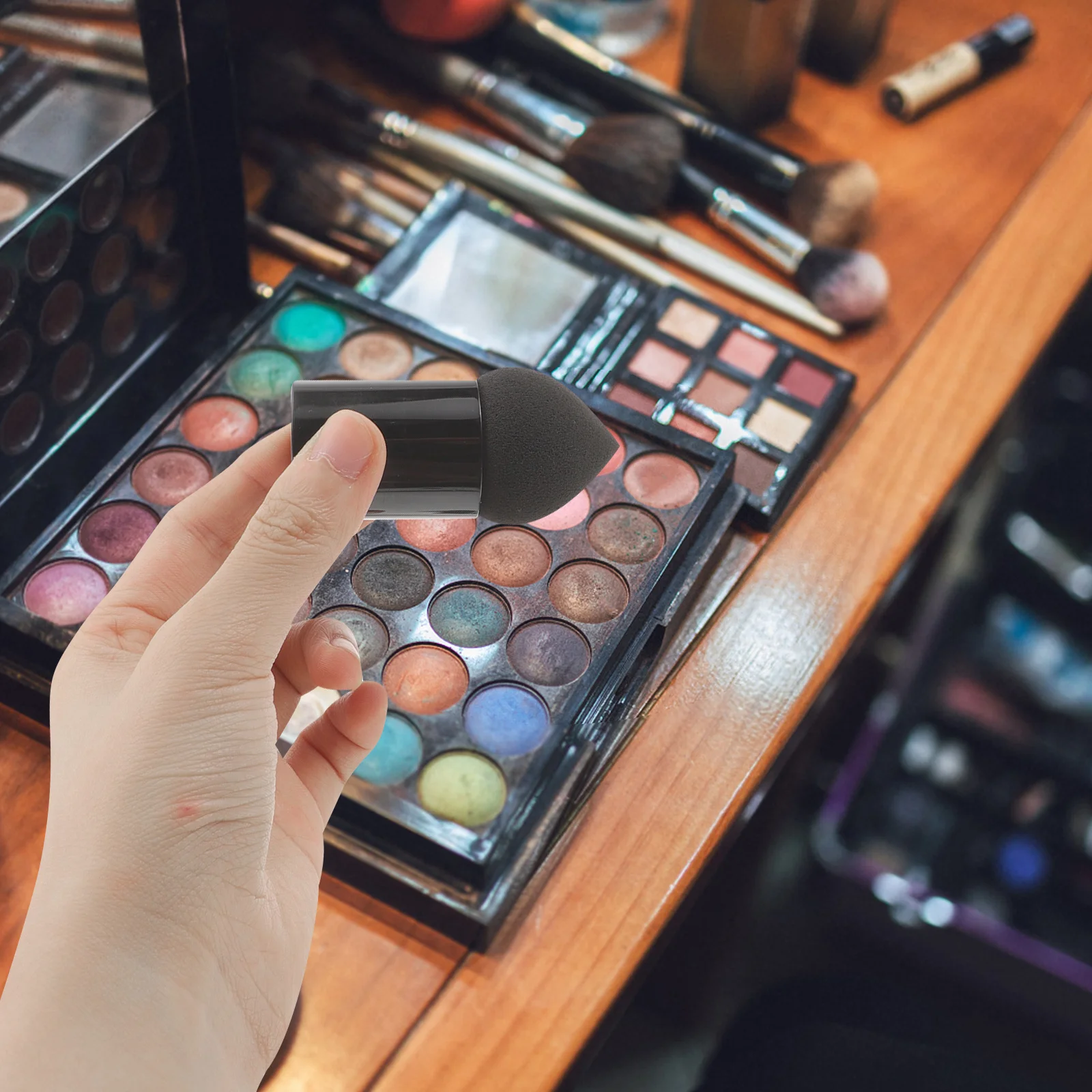 3 spugne per trucco di bellezza con manico compatto per fondotinta correttore per miscelazione strumenti triangolari per viaggi da donna
