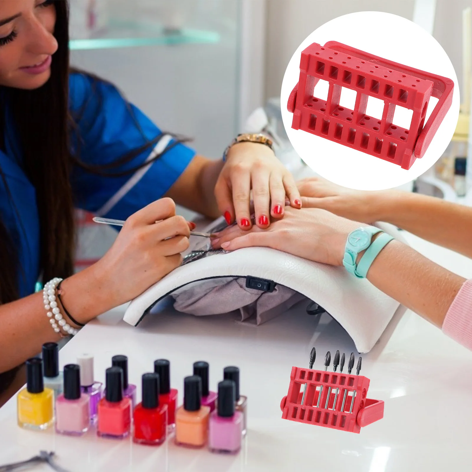 

16 Holes Grinding Tool Box Durable Storage for Manicure Tools Nail Grinding Head Holder Professional Home Use Large Space