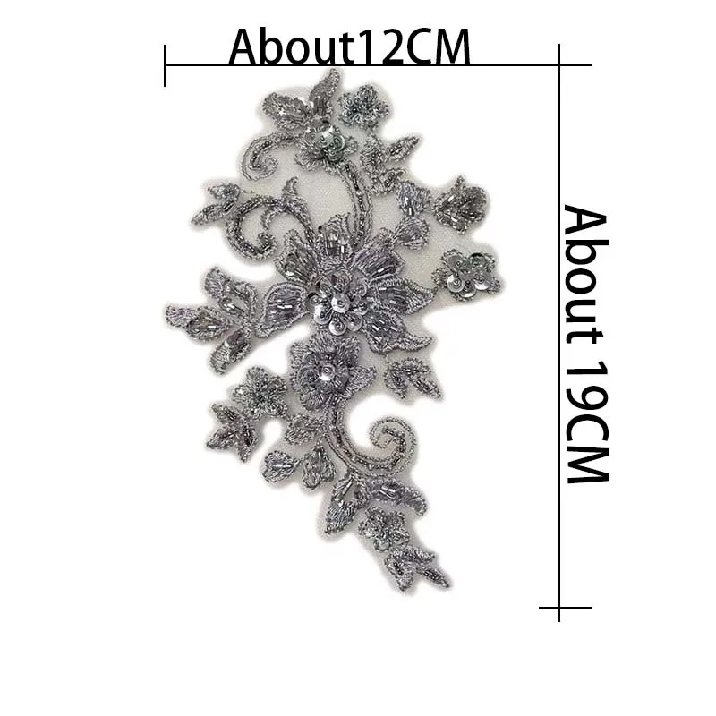 2PCS/Pair,3d Flower Wtih beaded sequined Bodice Applique sewing supplies,Lace Emboridery Sew On Patches For Dresses,Clothing