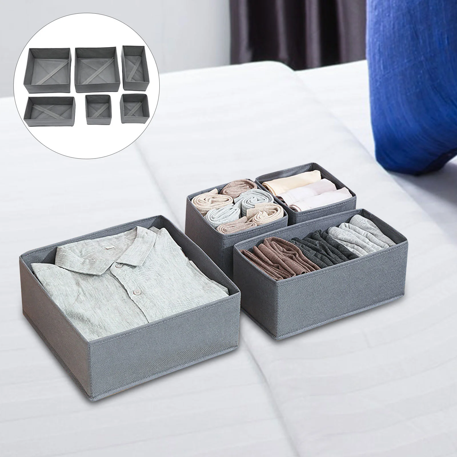 

6 Pcs Clothes Storage Box Dresser Sock Drawer Organizer Case Boxes Basket Cases Pp Board Underpants Baby