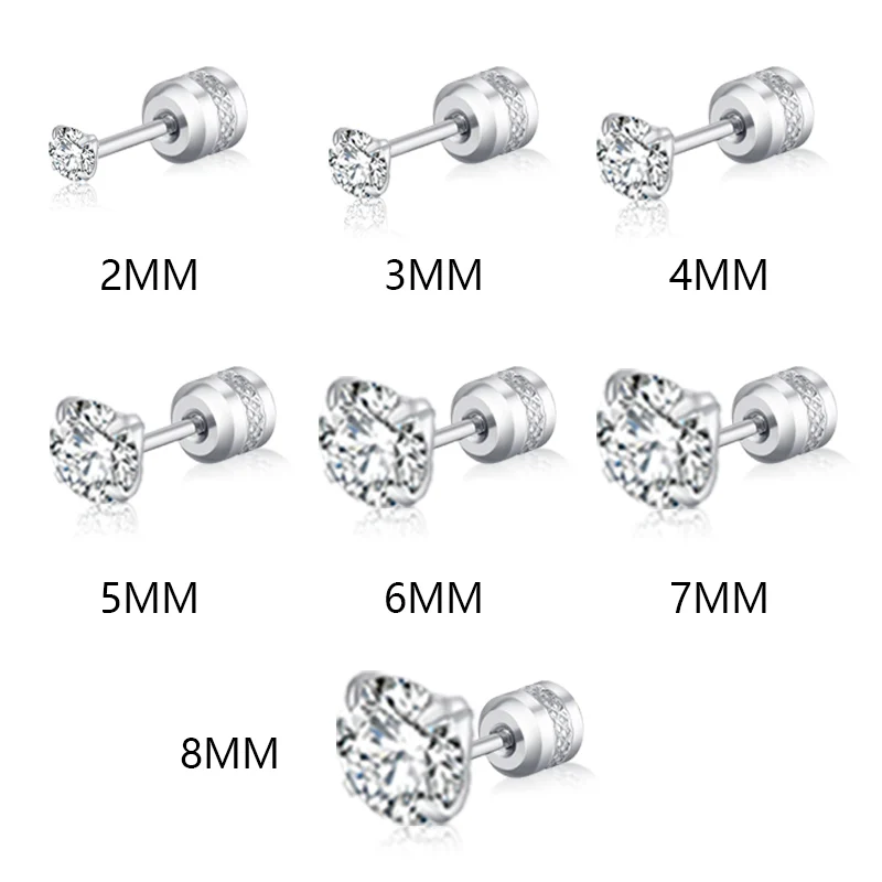2Pcs 의료 스테인레스 스틸 크리스탈 스터드 귀걸이 나사 피어싱 Tragus 연골 귀 스터드 귀걸이 남성 여성 쥬얼리