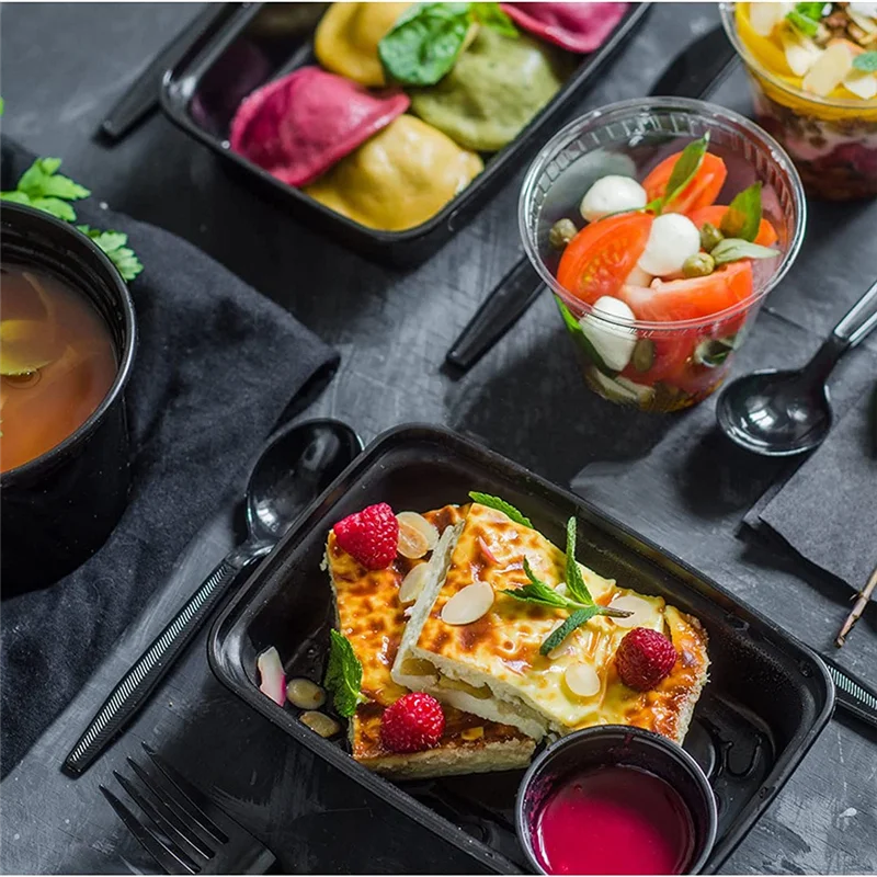 AT17 50 عبوة من حاويات إعداد الوجبات قابلة لإعادة الاستخدام للذهاب، صناديق بينتو بلاستيكية لتخزين المواد الغذائية، صندوق الغداء