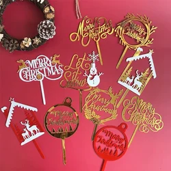 christmas cake decorations Cake Topper Cartoon Merry Christmas Snowman Elk Theme Baking Party Favors