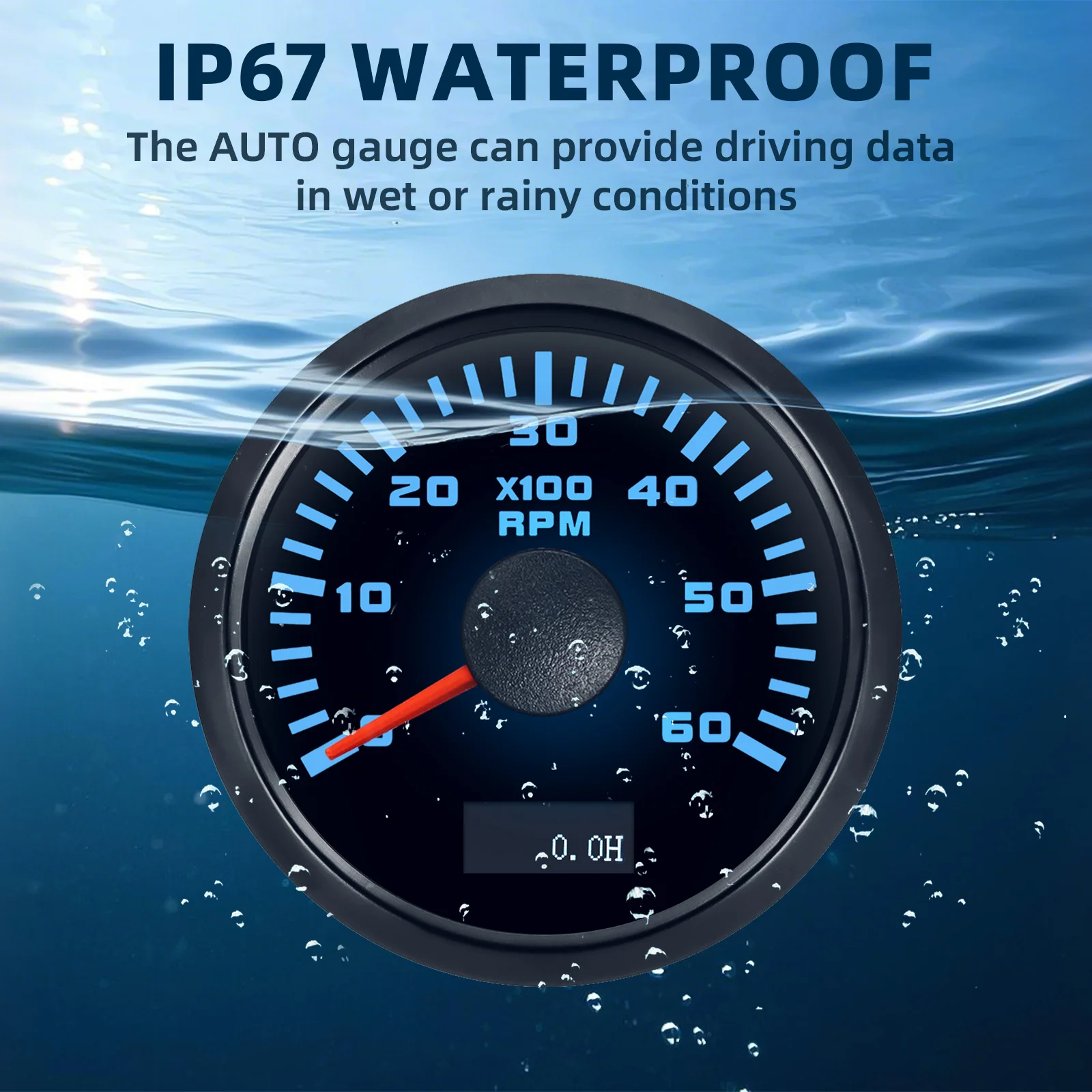 7 farbe Hintergrundbeleuchtung 52mm Tachometer Gauge 3000/4000/6000/7000/8000 RPM Tacho Gauge Wasserdichte Meter Für Marine Auto 12V 24V – Detail 7