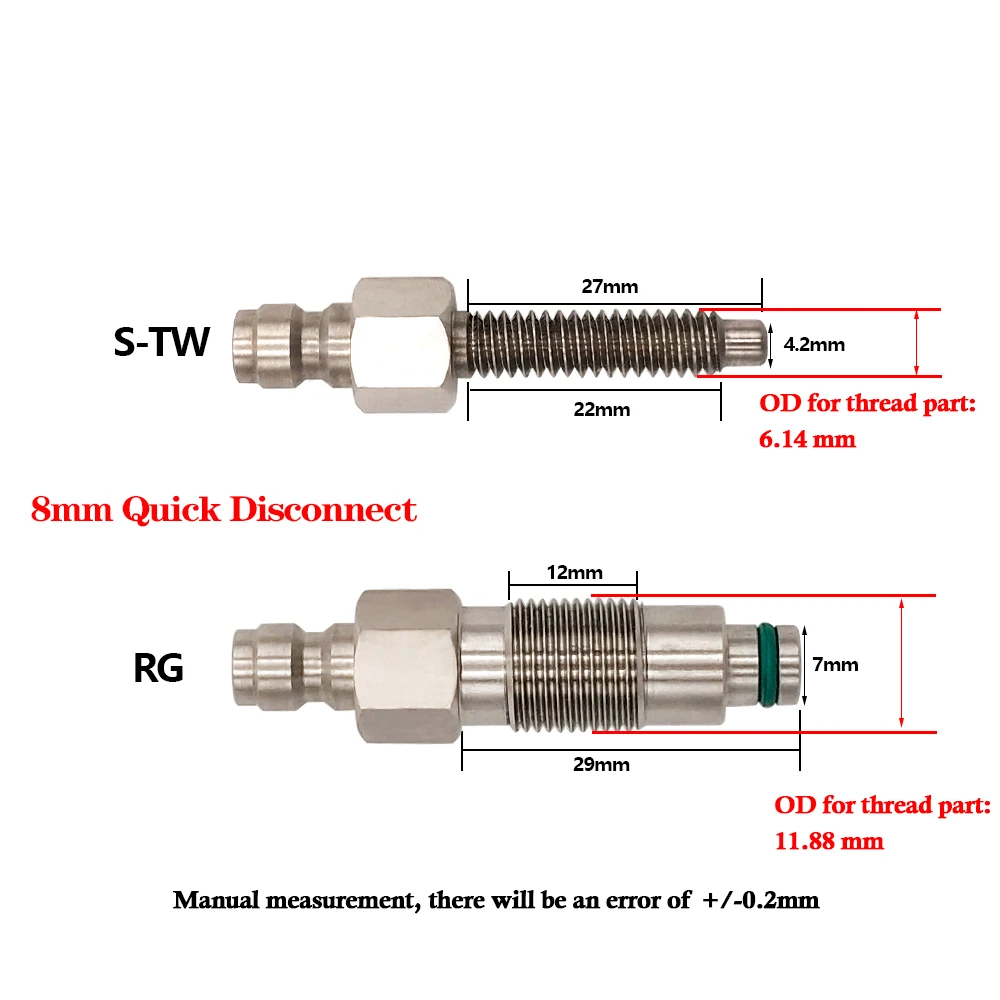 CO2 HPA Conversion Kit For Pneumatic,S-TW and RG Threads Replacing 12g Cylinder Cartridge,8mm Male Quick Coupler For Air Tool