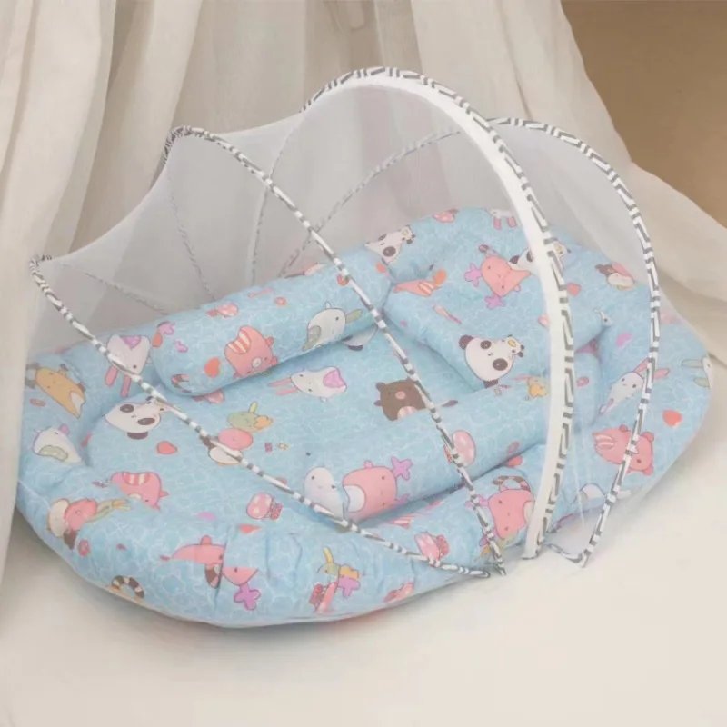 سرير أطفال محمول مع ناموسية ووسادة نوم بيونيك للرضع بتصميم محمول وحاجز البعوض #1