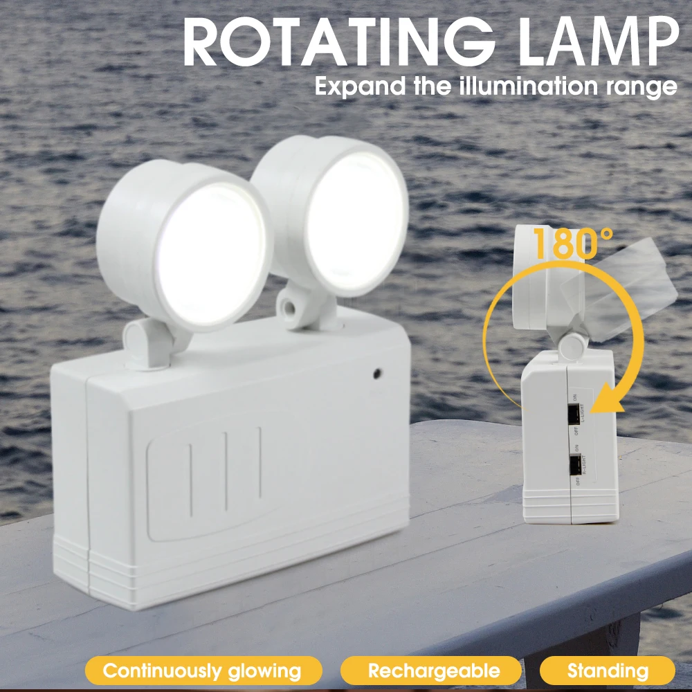 

Dual-head Emergency Lamp Rotary Wall-mounted Fire Fighting Light Emergency Evacuation Light LED Rechargeable Camping Lamp