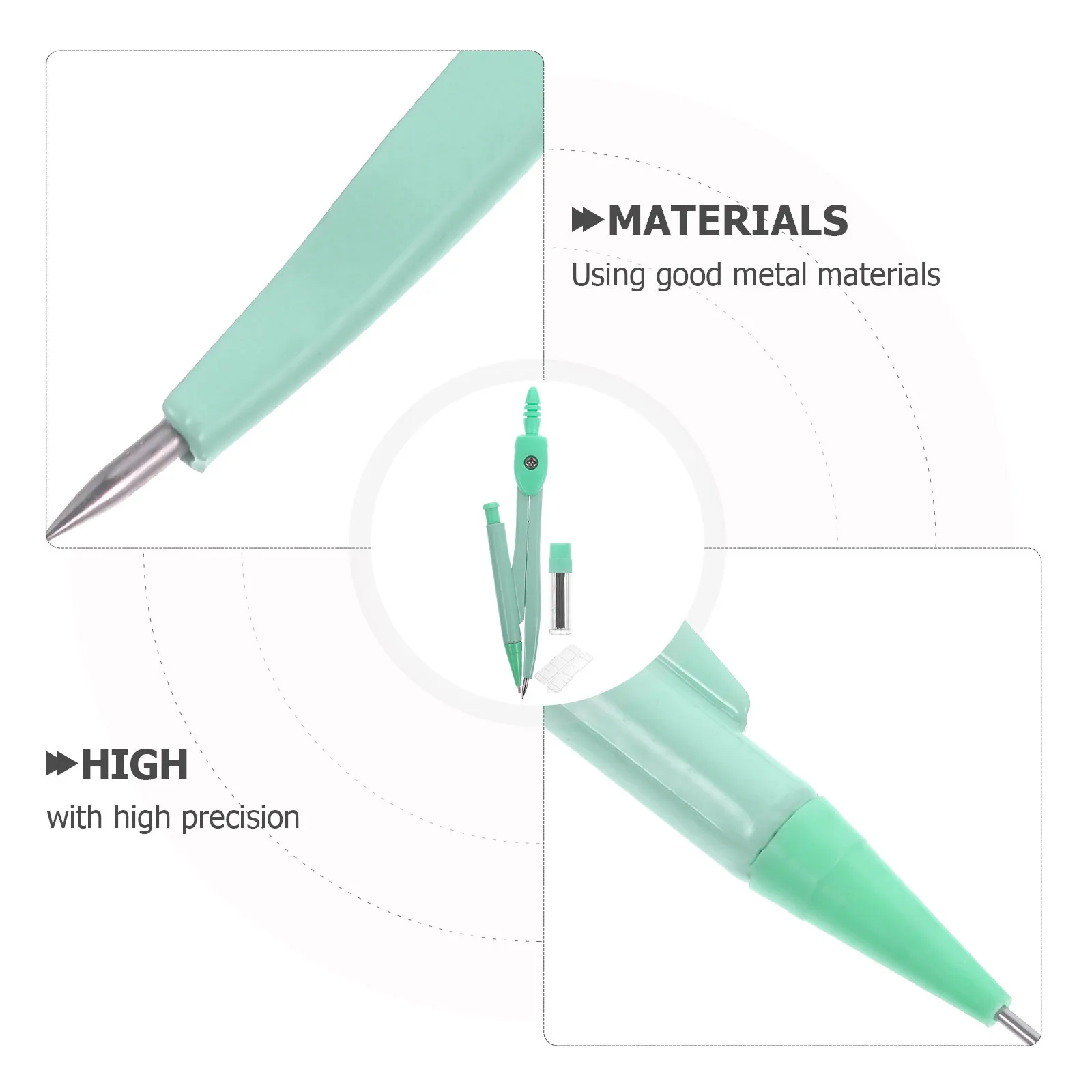 1 set 1 Set Metal Compass Stationery Math Compasses For Students Smooth Portable Drawing Tool Geometry Compass School