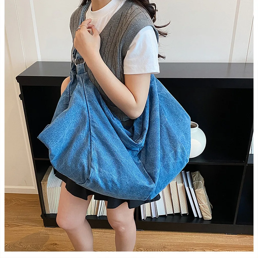 Shoulder Bag Large Denim Shoulder Bag Handbag Retro Hobo Bag For Casual Dating Shoulder Carry Hanging Out