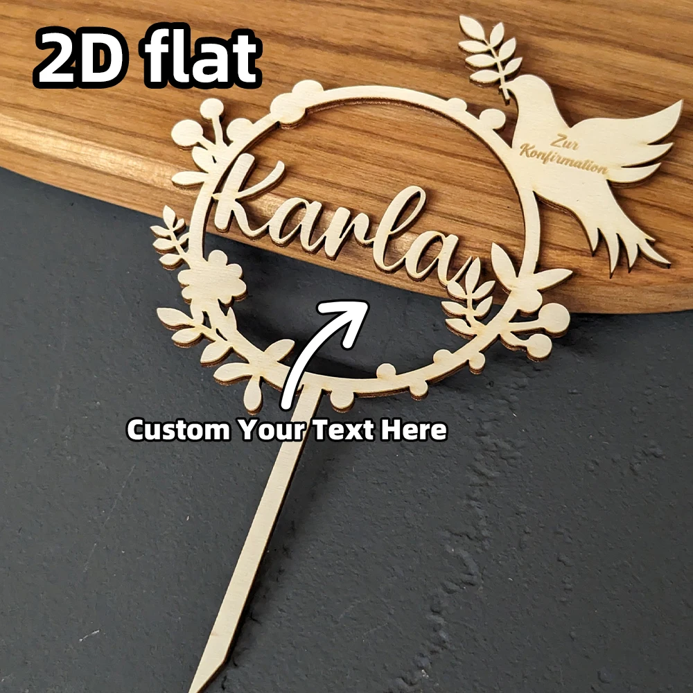 Adorno para tarta personalizado con paloma, madera o acrílico, ideal para bautismo, confirmación, comunión, evento religioso, 1 ud.