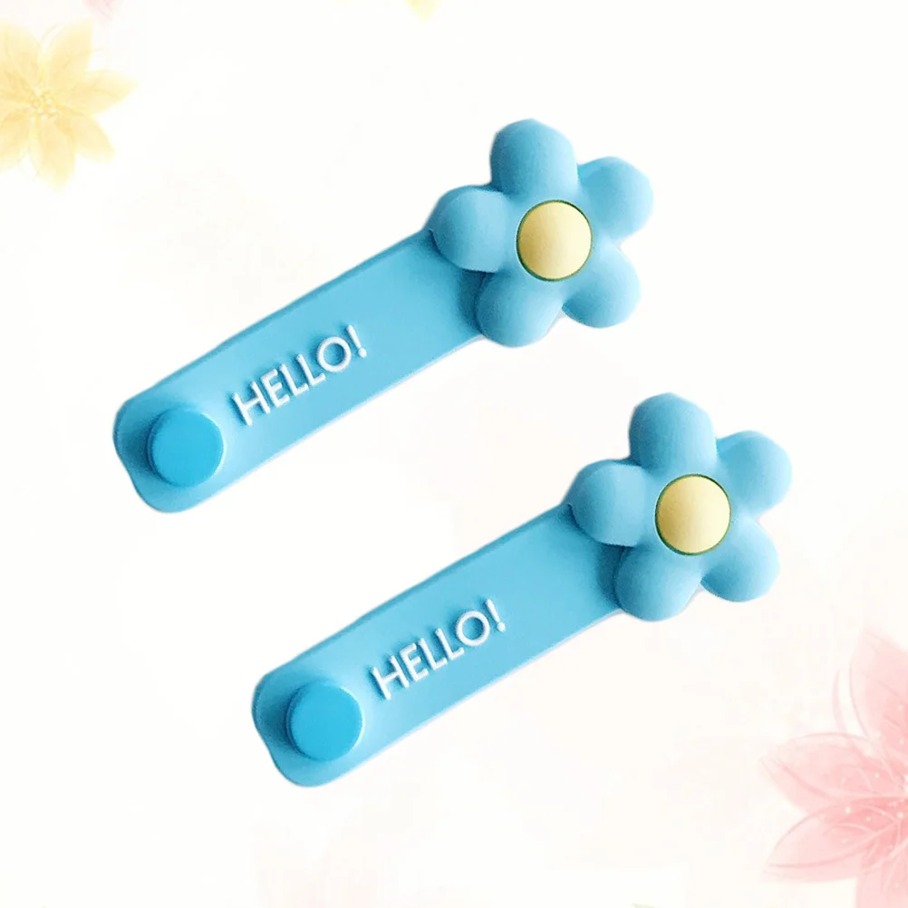 2 قطعة منظم كابلات الزهور صديق للبيئة من السيليكون لسطح المكتب لسماعات الرأس وكابلات USB للاستخدام المنزلي والمكتب باللون الأزرق #3