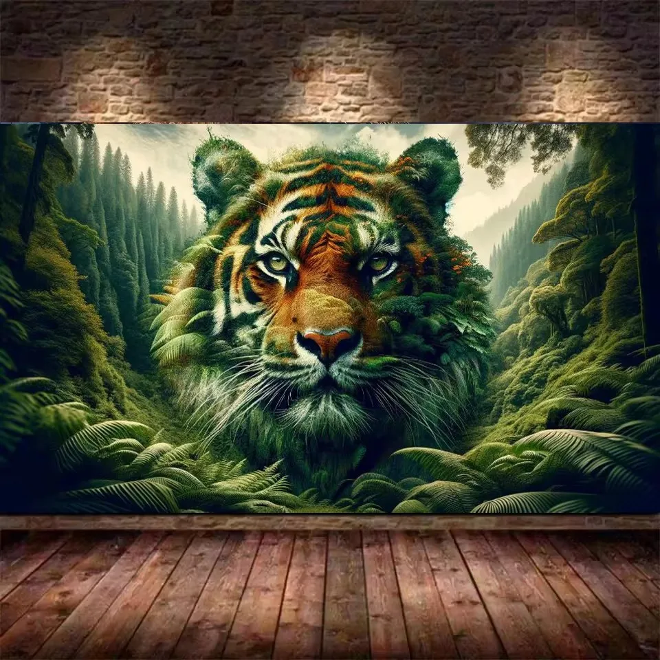 

Jungle Tiger Leopard Landscape 5D Full Drill Diamond Art Painting Kit DIY Mosaic Diamond Embroidery Kits For Home Wall Decor