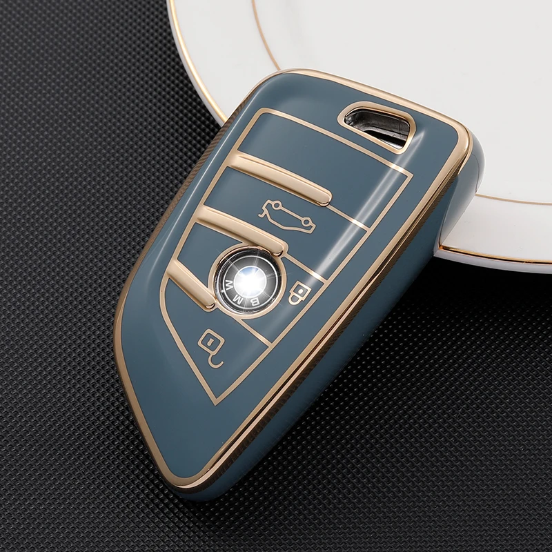 TPU Golden edge Style Car Key Case Cover Shell Fob For BMW X3 X5 X6 F30 F34 F10 F20 G20 G30 G01 G02 G05 F15 F16 1 3 5 7 Series