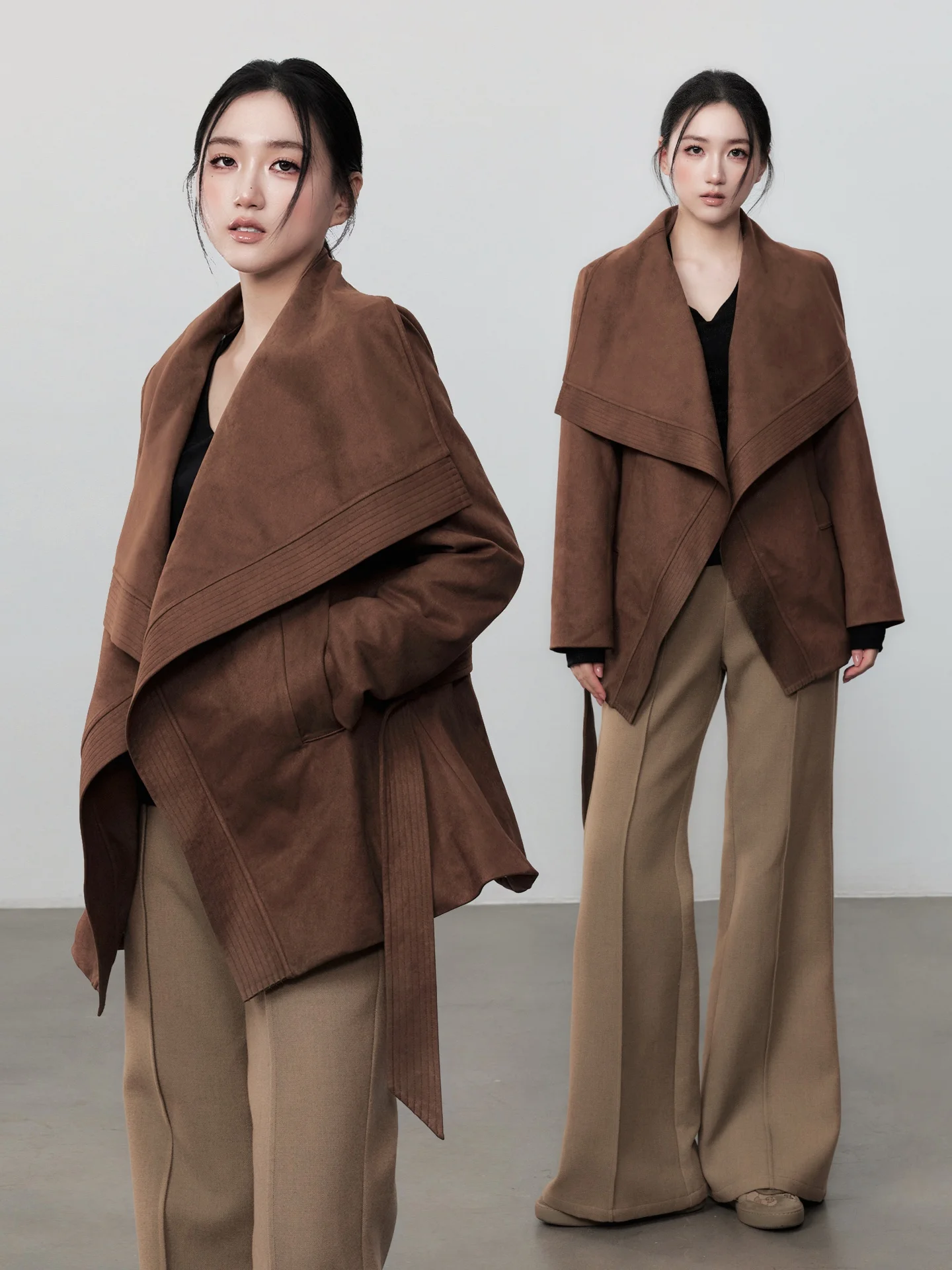 

Женская теплая куртка Yuzhi из замши с большим воротником, утепленная, осенне-зимняя, новая модель, из полиэфирного волокна, с длинными рукавами