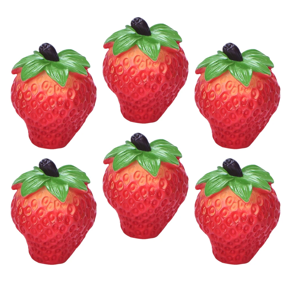 

6 Pcs Mini Artificial Strawberries Simulation Fruits House Decor Photo Props Resin Faux Decorations Educational Toys Safe