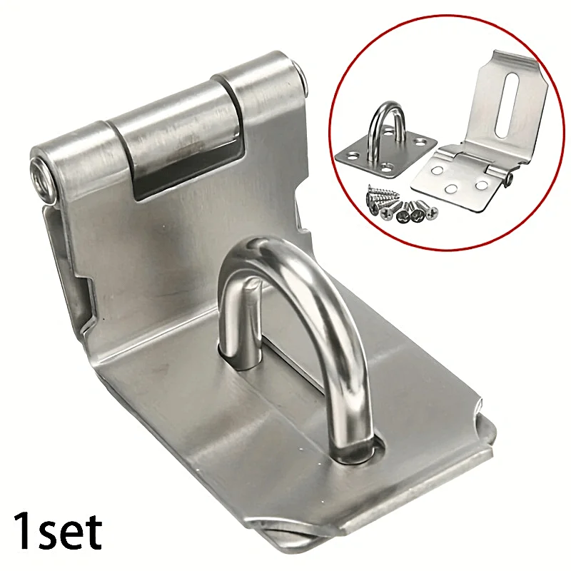 Stainless Steel Gate Hasp Lock Rust-Resistant 90 Degree Latch for Security Durable Door Hardware Burglar-Proof Bolt Door Buckle
