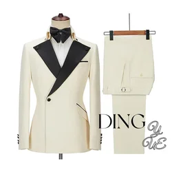 Abito da uomo in 2 pezzi con un bottone alla moda smoking Prom Modern Fit smoking Suit