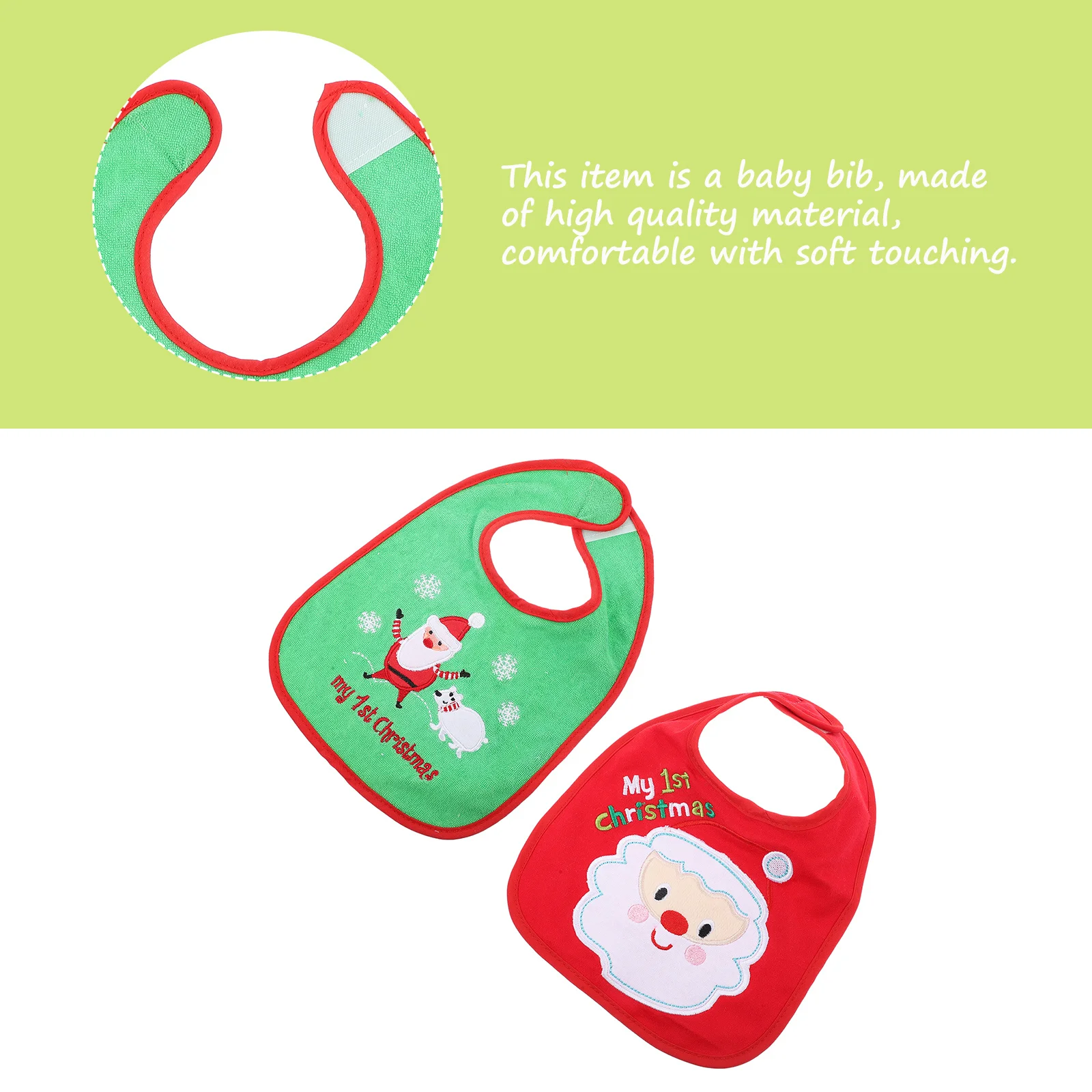 

2Pcs Baby Bib Christmas Pattern Drool Proof Feeding Apron for Newborn Infant Toddler Lightweight Saliva Towel Easy Clean Kids