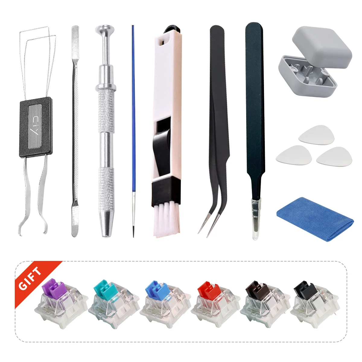 Mechanical Keyboard Tweezers Lube Tool Brush Switch Puller Opener Tester Stem Picker Holder Keyboard Disassemble Tools