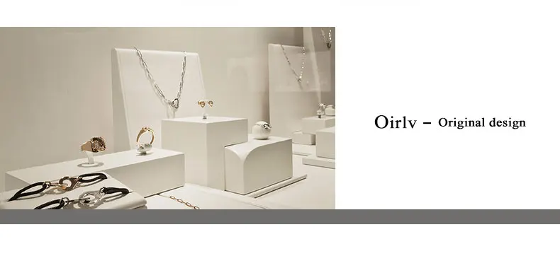 Oirlv Weiß Massivholz Schmuck Display Set für Armreif Ring Halskette Ring Shop Schrank Schmuck Veranstalter Rack – Detail 14