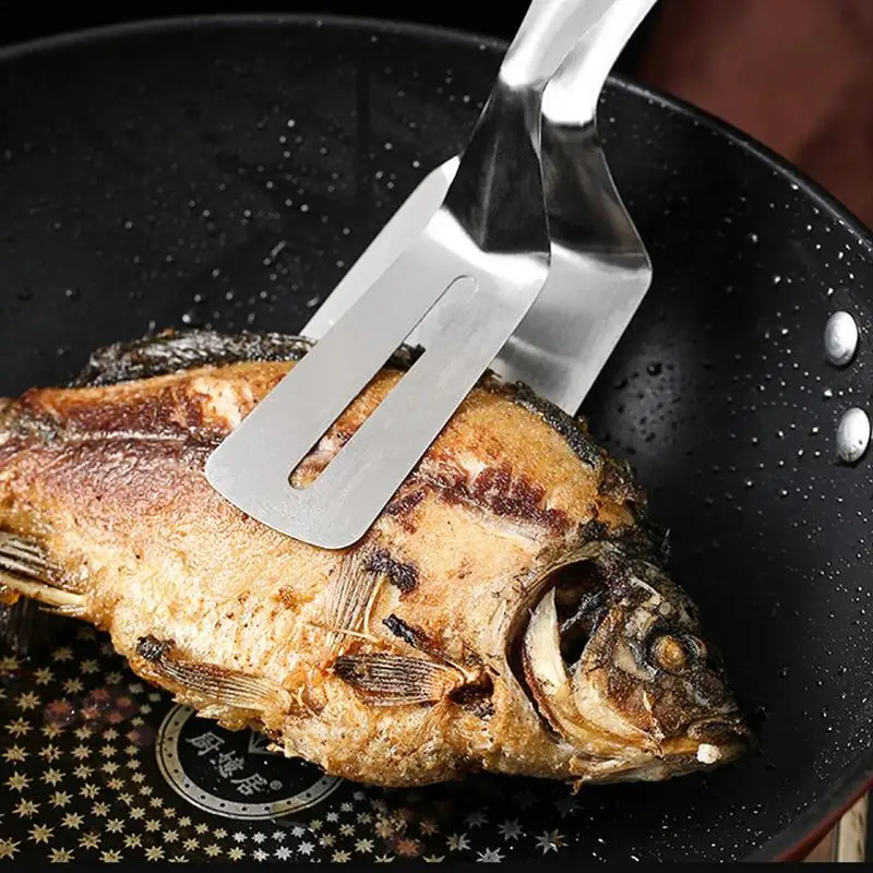 Stainless Steel Frying Shovel Clip Multifunctional Steak Bbq Tongs Pancake Fried Pizza Steak Fish Spatula Bread Kitchen Tool