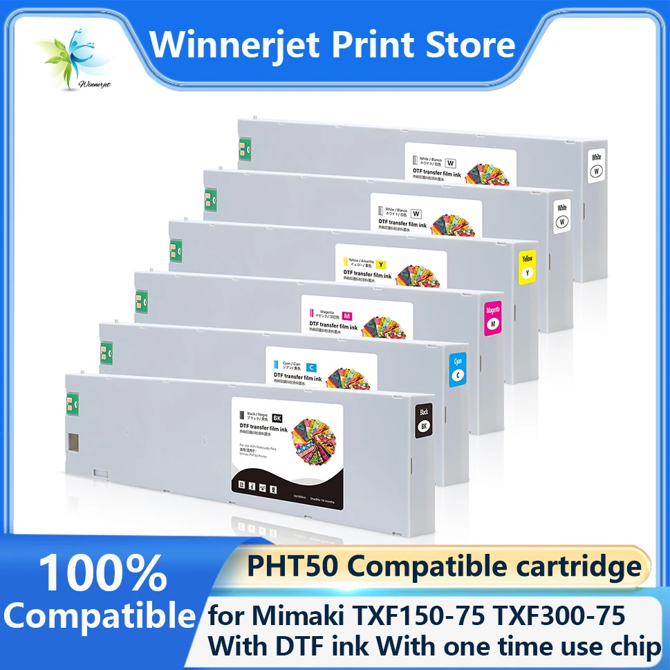 

Winnerjet 500/600ml PHT50 Compatible ink cartridge With DTF ink With one time use chip for Mimaki TXF150-75 TXF300-75 Printer