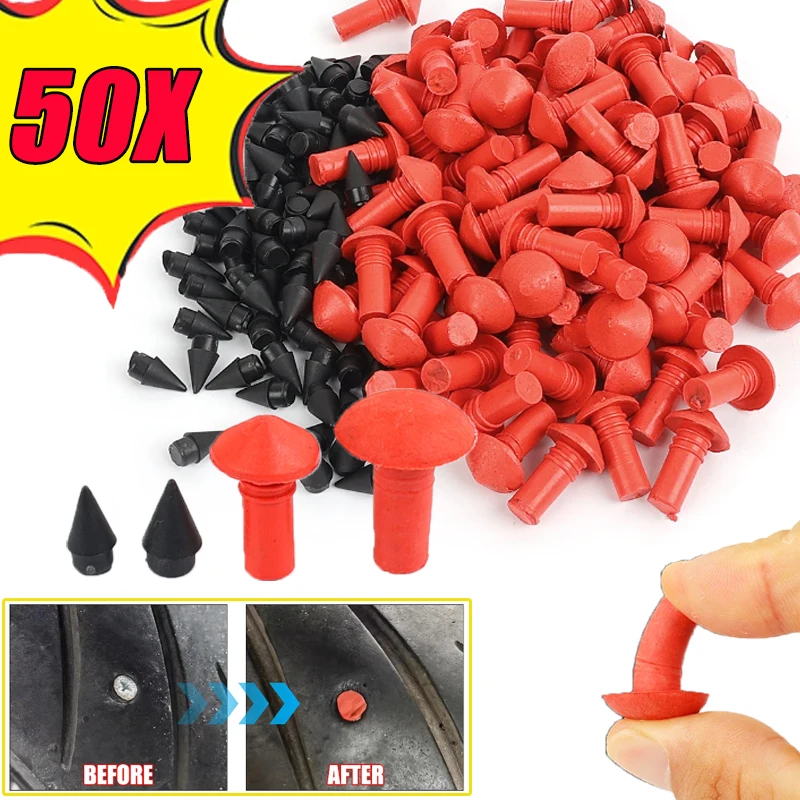 

50PCS Car Tire Mushroom Head Rubber Bullet Vacuum Tire Rubber Patch Tool Mushroom Nail Durable And Long Lasting Car Repair Tool