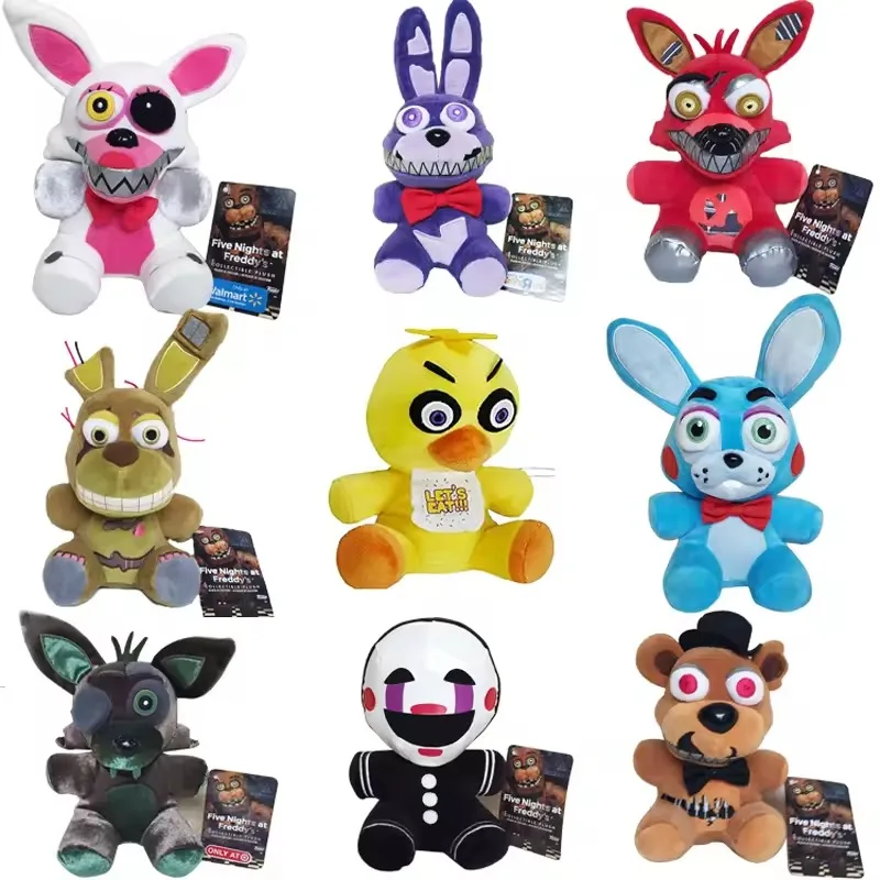 Cinco noches en Freddy Fnaf lindos juguetes de peluche muñeca de juego Bonnie Bear Foxy muñecos de peluche de dibujos animados Freddy juguetes regalos
